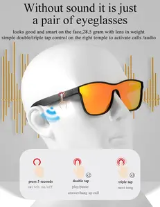 2024 Smart Sunglasses Waterproof TR90 Frame Bluetooth Glasses Audio Wireless Smart Bluetooth Sunglasses Men's Polarized Glasses