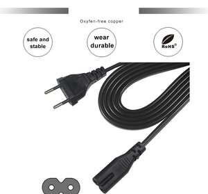 Adaptateur C8 à angle noir pour prise KC IEC, câble d'alimentation C7-Europlug AC 220V EU 2 broches vers câble d'alimentation C7 femelle - Product Image 4
