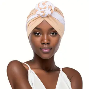 HZM-23281 femmes chaudes noué haut uni noeud Turban casquette coton Beanie solide Twisty Turban pour dames africaines