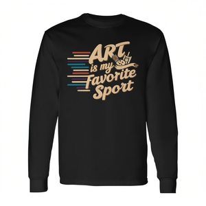 T-shirt à manches longues avec peinture artistique rétro, est mon sport préféré - Product Image 2