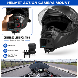 Soporte de barbilla para casco con base de aluminio para cámara de acción, clip de alineación central, soporte de ángulo extendido, accesorios para motocicleta - Product Image 1