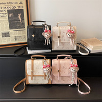Sac à dos en cuir PU pour femme, mignon, imprimé, sac de voyage à bandoulière avec breloque