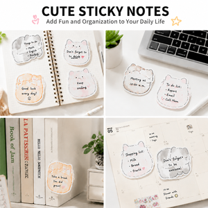 Cute Cat Shaped Sticky Notes <b>Memo</b> <b>Pad</b> Self Adhesive Repositionable Residue Free Custom Design for Students Office - Product Image 3