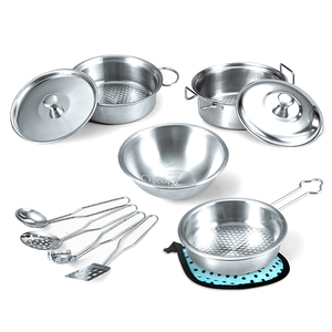 Giocattoli educativi pentole da cucina utensili in acciaio inox cucina Set da cucina giocattoli per finta gioco pentole <span class=keywords><strong>giocattolo</strong></span> - Product Image 2