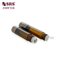Flacon roll-on portable en verre ambré à double usage pour cosmétiques et huiles d'aromathérapie, protection UV, 6ml 8ml 10ml 15ml