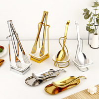 Ensemble de service de buffet de luxe 5 étoiles pour restaurant, en acier inoxydable, avec louche à soupe sur pied, pince à aliments, bol en céramique et support pour cuillères de table