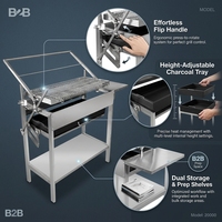 Grille de barbecue inclinable HDT01 pour charbon de bois, plaque de cuisson réglable, accessoires de barbecue, plaque de cuisson extérieure