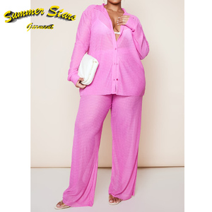 Conjunto de dos piezas de blusa para <span class=keywords><strong>mujer</strong></span> de talla grande al por mayor, ropa de <span class=keywords><strong>mujer</strong></span> de verano 2023, alta moda sexy 5xl al por mayor 2021 - Product Image 1