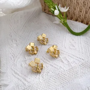 Geometric Design Brass Earring Jewelry Big Size Trendy Style For Woman Plain Brass Jewelry Gift Wholesale