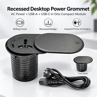 Prise de bureau encastrée avec couvercle coulissant, USB-A et USB-C, pour bureau et table de conférence, fournisseur OEM