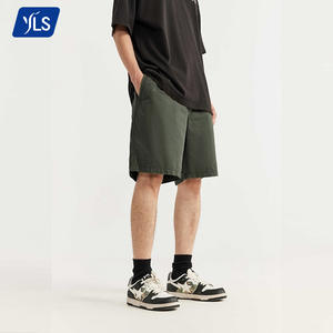 YLS2031 Pantalones cortos de sarga de algodón 100% <span class=keywords><strong>para</strong></span> <span class=keywords><strong>hombre</strong></span>, ropa de calle holgada con gráfico personalizado, Bermudas, <span class=keywords><strong>tipo</strong></span> cintura media - Product Image 1