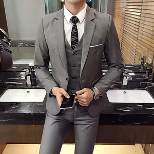 Traje de Tres Piezas (Chaqueta+<span class=keywords><strong>Chaleco</strong></span>+Pantalones) para Hombre, Blazers de Negocios de Alta Calidad, Traje de <span class=keywords><strong>Novio</strong></span> para Boda, Esmoquin para Hombre, Tallas S-6XL - Product Image 3