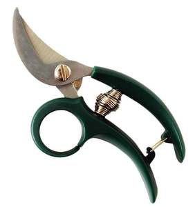 Tijeras de podar florales de 5-1/2 pulgadas con hoja de acero de alto carbono SK5 Agarre antideslizante cromado Mango de plástico verde y plateado - Product Image 2