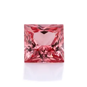 Fantasia di Forma Quadrata Della Principessa Cut Pietra Preziosa Padparadscha Lab Grown Zaffiro