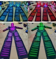 Costume de robot marcheur sur échasses à écran numérique LED, costume de robot LED pour fête, vêtements de scène, costume lumineux pour spectacle de danse