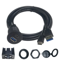 Kabel Pengisian Cepat Tahan Air PVC Berlapis Emas dengan Dua Port Tipe-C USB 3.0 AUX untuk Mobil, Motor, Perahu, Kamera, dan Data