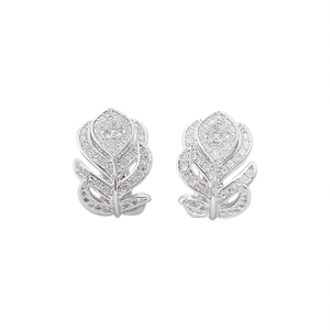 Boucles d'oreilles en or blanc E4704 avec diamants ronds taille brillant, bijoux de luxe pour femmes, couleur D naturelle - Product Image 1