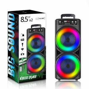 Loa ngoài trời K Song 100W, loa Bluetooth, <span class=keywords><strong>subwoofer</strong></span> 8 inch, âm trầm mạnh mẽ, đèn LED, micro điều khiển từ xa dành cho DJ, karaoke, khiêu vũ - Product Image 1