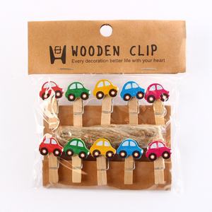 10 pièces/sac Mini pinces à linge dessin animé ours Animal en forme <span class=keywords><strong>de</strong></span> Clips en bois avec ficelle <span class=keywords><strong>de</strong></span> Jute pour Photos cartes décoration murale - Product Image 5