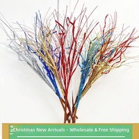 Grenzüberschreitende 43cm Glitzer-Schimmer Plastik Weihnachtsblatt-Anhänger Baumdekorationen Goldpulver-Zweige
