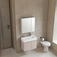 Ensemble de meuble de salle de bain en PVC au design respectueux de la peau et ensemble de meuble-lavabo suspendu avec miroir