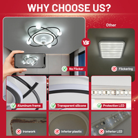 Ventilateur de plafond LED de luxe à haute luminosité avec moteur DC, télécommande, design moderne, 7 pales en aluminium, 220V, pour salon et chambre