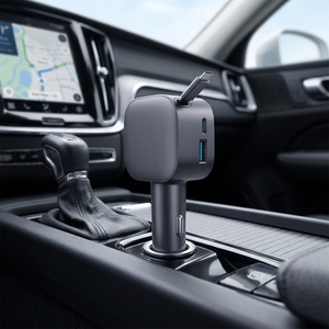 Cargador de Coche Retráctil de 105W con Carga Rápida USB C, Cables Retráctiles de 70cm y 2 Puertos para Laptop y Teléfono - Product Image 5