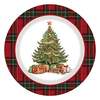 Offre Spéciale fête de noël assiettes en papier tasses ensemble assiette en papier jetable serviette couteau fourchette cuillère fournitures de noël en gros