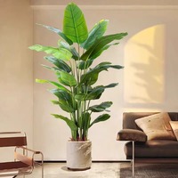 Plantes artificielles de haute qualité en pot de grande taille, oiseaux de paradis verts, utilisées pour la décoration intérieure