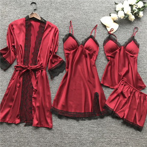 Accappatoio da notte da donna a maniche corte <span class=keywords><strong>vestaglia</strong></span> Shorts pigiama donna in raso - Product Image 3