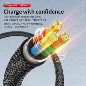 Câble de charge rapide magnétique USB-C vers USB-C 60W PD Premium, tressé en nylon, avec lumière, pour appareils mobiles - Product Image 3