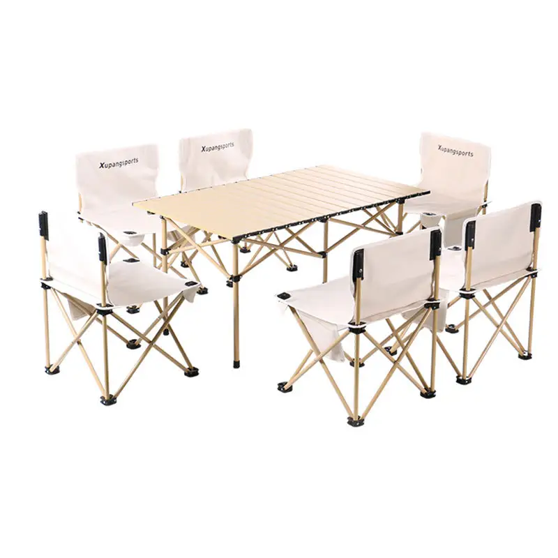 โต๊ะเก้าอี้แคมป์ปิ้งแบบพับได้,ชุดโต๊ะรับประทานอาหารสำหรับงานเลี้ยงปิกนิกกลางแจ้งแบบพกพา