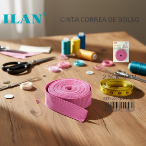 Nastro per tracolla borsa Ilan 2,5 cm x 3,6 m, fettuccia rosa per la creazione di borse - Product Image 1