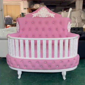 Meubles <span class=keywords><strong>de</strong></span> mariage royaux classiques chaise <span class=keywords><strong>de</strong></span> <span class=keywords><strong>lit</strong></span> trône en or blanc berceaux ovales portables pour enfants berceaux ronds en bois <span class=keywords><strong>lit</strong></span> pour bébés - Product Image 6