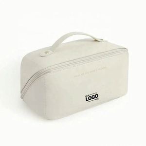 กระเป๋าเครื่องสำอางแบบพกพาสำหรับผู้หญิง ขนาดใหญ่ ผลิตจากวัสดุ PU  แบบเปิดได้ราบ พร้อมซิป  สำหรับสุภาพสตรี - Product Image 1