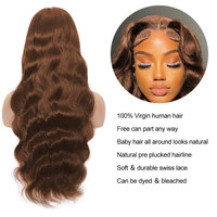 Peluca de Cabello Humano Virgen Brasileño con Ondas Suaves, Encaje Frontal HD 13x6/13x4/360, Color Marrón Chocolate, Densidad 200, para Mujer, 30 Pulgadas, Venta al por Mayor