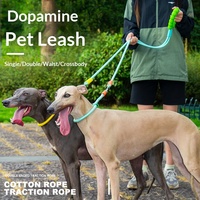 Laisse pour chien de grande taille, en nylon, solide, confortable, avec poignée rembourrée, longueur réglable, anti-explosion, durable