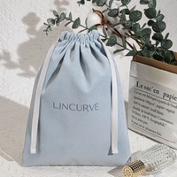 Benutzer definiertes Logo gedruckt Blue Velvet Draw string Parfüm Geschenk Schmuck Verpackung Staubbeutel Luxus Samt Hochzeits bevorzugung Aufbewahrung beutel