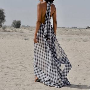 Nuevo Vestido Maxi Halter Casual y Sexy de Alta Calidad para Mujer, Elegante Vestido Mini a Cuadros para Fiesta Nocturna o Club - Product Image 2