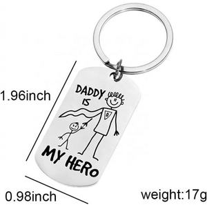 Forme carrée personnalisée My Hero Father Print Keychain Porte-clés en alliage de zinc et de métal pour cadeau - Product Image 4