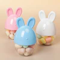 Vente chaude De Pâques Bonbons Bocal Boîte D'emballage Alimentaire Dessin Animé Mickey Tête Transparent En Plastique Bonbons Boîte Heureux Bonbons Boîte