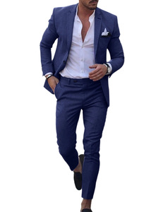 Costume 2 pièces jacquard en mélange de <span class=keywords><strong>lin</strong></span> pour <span class=keywords><strong>homme</strong></span>, coupe ajustée, simple boutonnage, <span class=keywords><strong>décontracté</strong></span>, pour <span class=keywords><strong>mariage</strong></span> ou affaires, ensemble blazer et pantalon - Product Image 6