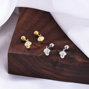 E01807 Groothandel Mode Mini 925 Sterling Zilveren Peuter Meisjes Schattige Eikel Achterkant Stud Oorbellen Kids Kerst Sieraden - Product Image 3