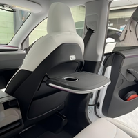 Table pliante pour dossier de siège Tesla, plateau arrière avec charge sans fil 15W, éclairage d'ambiance, bureau/repas, porte-gobelet, emplacement pour téléphone/tablette, voiture
