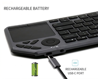 Keyboard TV Nirkabel 2.4G Bluetooth Dual Mode dengan Lampu Latar RGB Plastik dan Touchpad untuk Laptop dan Perangkat Smart TV/iOS/Android