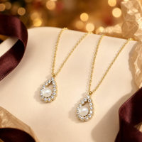Collier en acier inoxydable plaqué or PVD 14K, perles et zircone cubique, bijoux de mode géométriques pour femmes, personnalisable, vente en gros