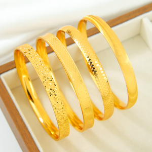 Hot Selling Simple Gold Color <b>Bangle</b> 24k Gold Plated Non Tarnish Fashion <b>Bangles</b> Jewelry for Women Event Party Daily - Product Image 2