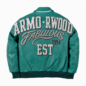 <span class=keywords><strong>Giacca</strong></span> Bomber in <span class=keywords><strong>Pelle</strong></span> <span class=keywords><strong>di</strong></span> Agnello su Misura con Applicazioni in Strass e Ricami, <span class=keywords><strong>Giacca</strong></span> Aviatore in Vera <span class=keywords><strong>Pelle</strong></span> OEM, Produzione Rapida - Product Image 1