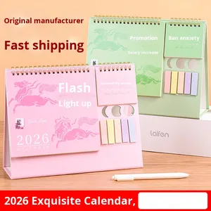 Calendrier de table personnalisé 2026, mignon, dessin animé, durable, couleurs mélangées, ornement mensuel créatif pour l'école et le bureau, cadeau avec horloge intégrée - Product Image 3