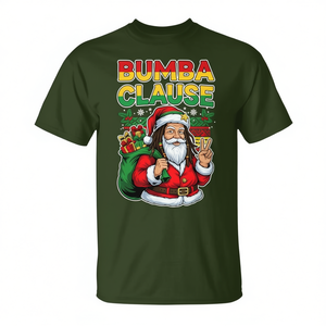 Camiseta navideña Bumba Clause Jamaican Santa con diseño de humor negro - Product Image 2
